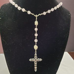 Handmade Rose Quartz, Pearl SS Rosary